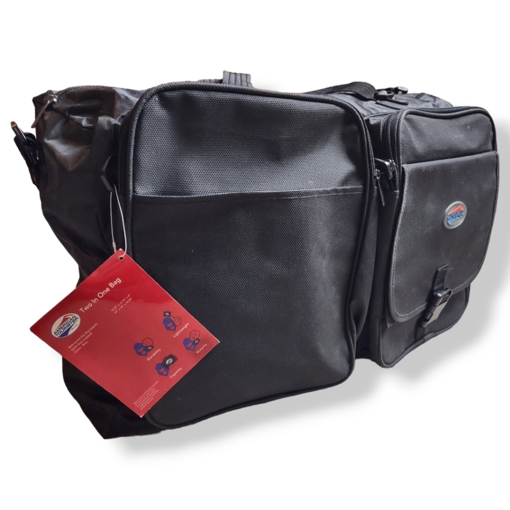 American Tourister Two In One Black Multi Pocket Day Bag and Duffle Bag NWT